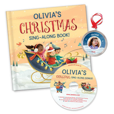 Personalized Kid's Christmas Ornament, Book, & CD Gift Set