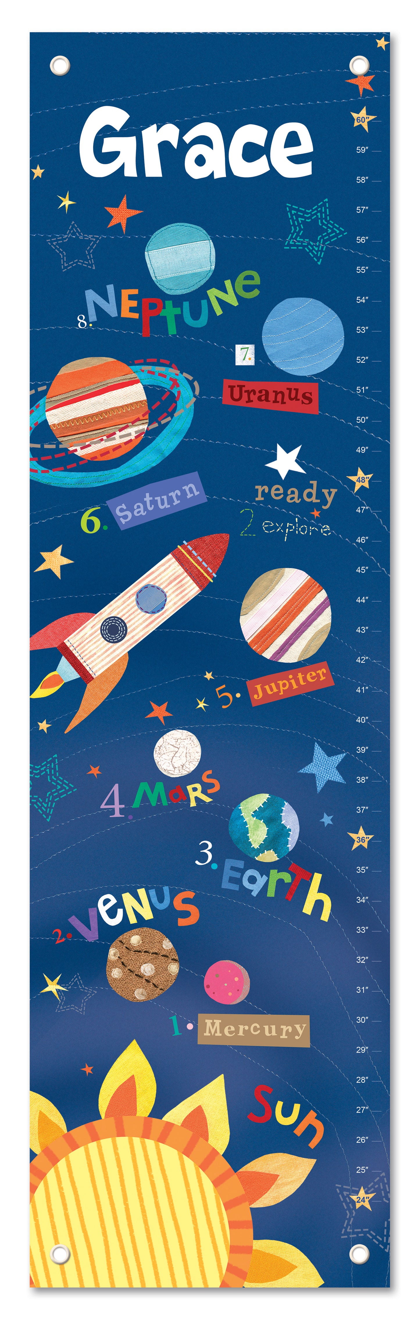 Personalized Outer Space Kids Growth Chart