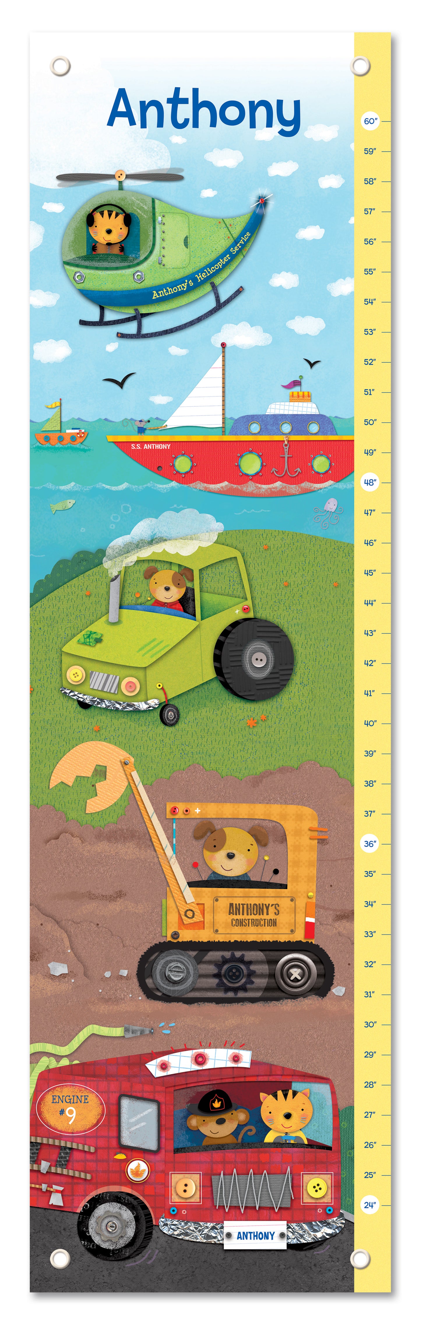 Things That Go Personalized Kid's Growth Chart