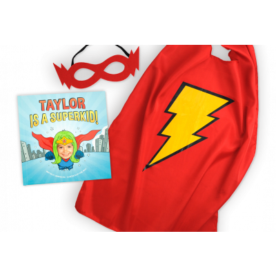 Super Kid Personalized Storybook, Cape and Mask Gift Set