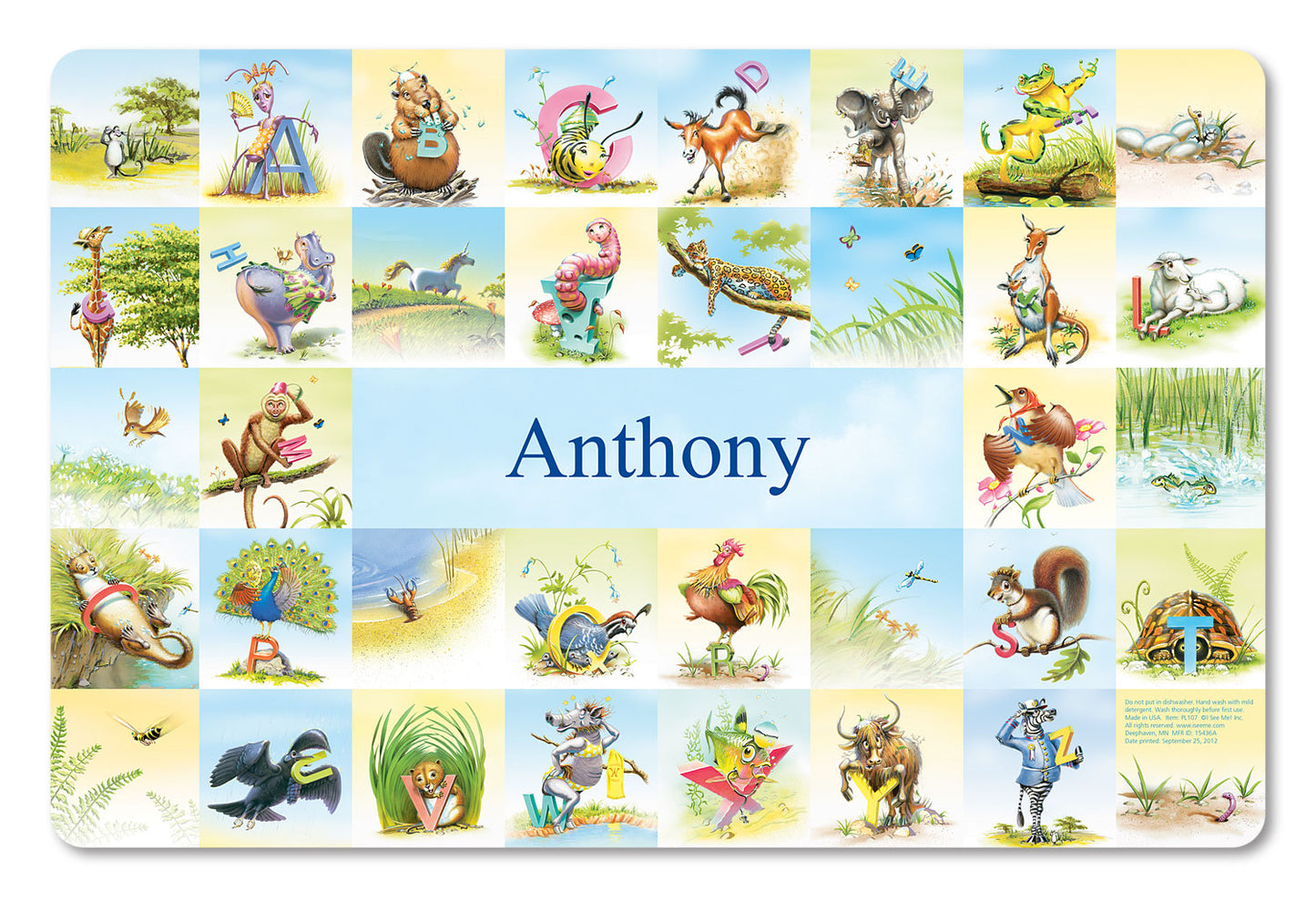 Personalized Animal Kid's Placemat