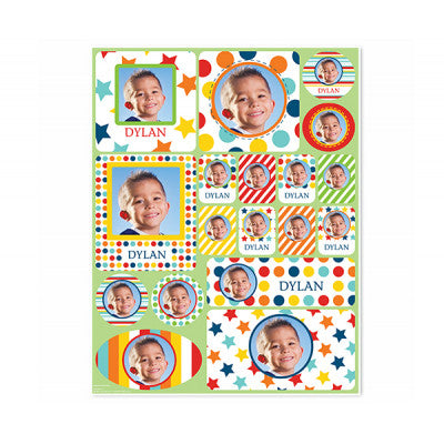 Blue Personalized Photo Kid Stickers