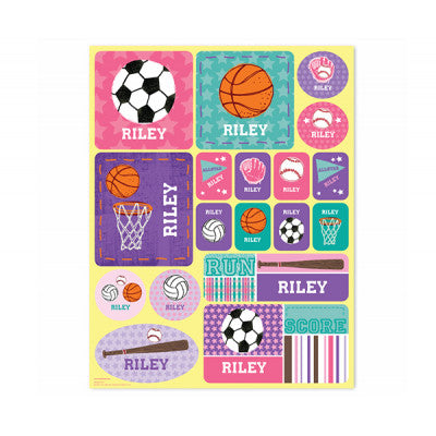 Pink Sports Personalized Kid Stickers